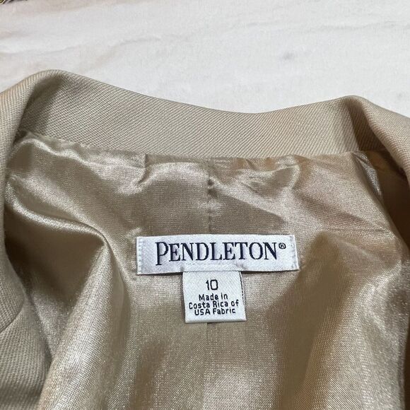 Pendleton 100% Virgin Wool Tan Blazer Women’s 10 - Picture 4 of 11